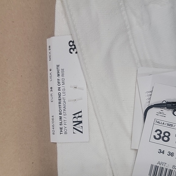Zara Size 6 The Slim Boyfriend in Off-White, NWT - Picture 4 of 15